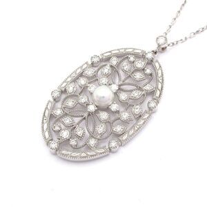 Mikimoto Necklace 18K White Gold Diamond White Pearl